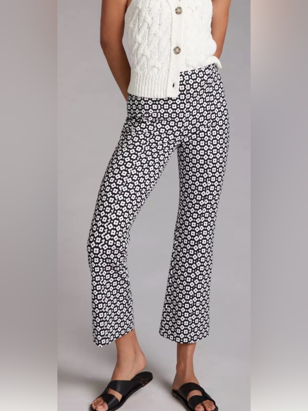 Maeve Kick Flare Black & White Floral Print Women’s pant